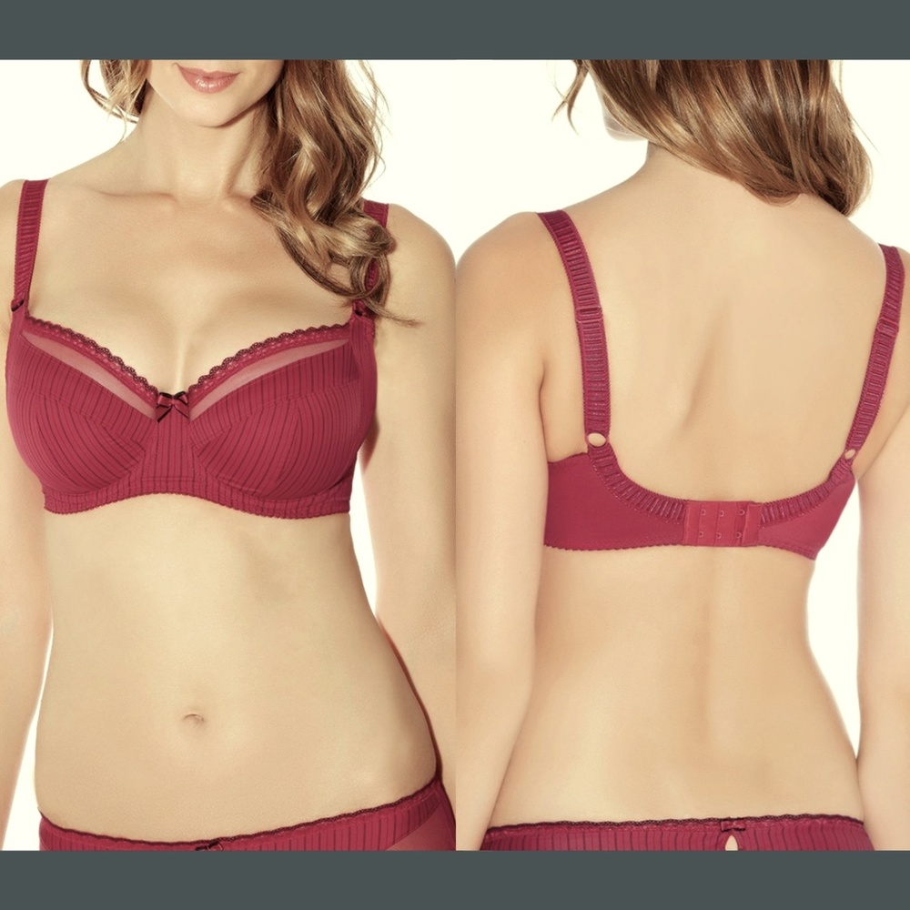 NEW Fantasie Lois Pinstripe Underwire Bra in Red‎ [SZ 30J ]